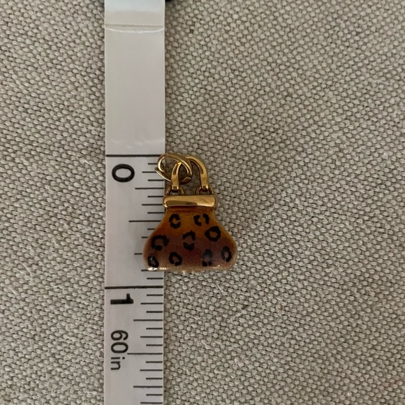 Italian 14K Gold Enamel Leopard, Animal Print Handbag Purse Pendant Charm New - Picture 5 of 6